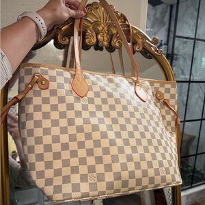 Checkered Tan and Cream Tote Bag